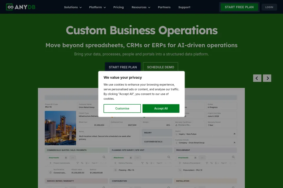 Aperçu de la landing page