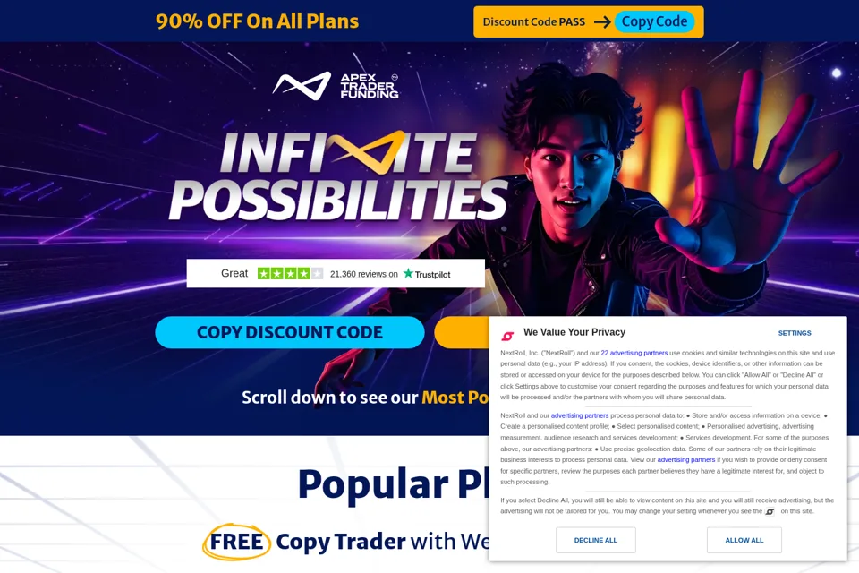 Aperçu de la landing page
