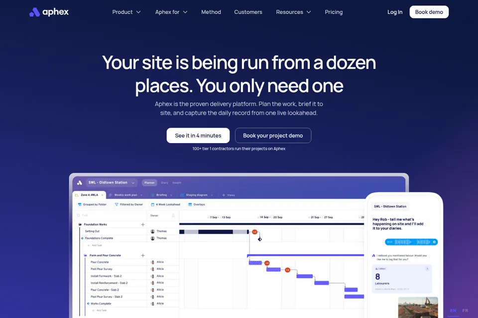 Aperçu de la landing page