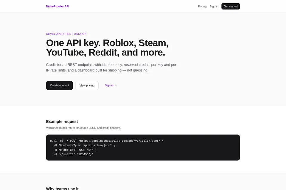 Aperçu de la landing page
