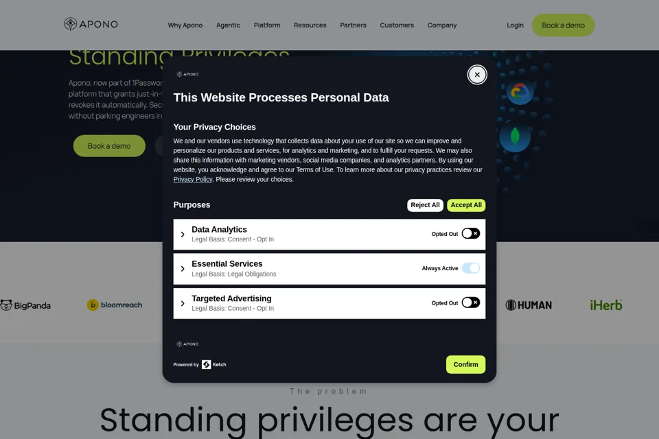 Aperçu de la landing page