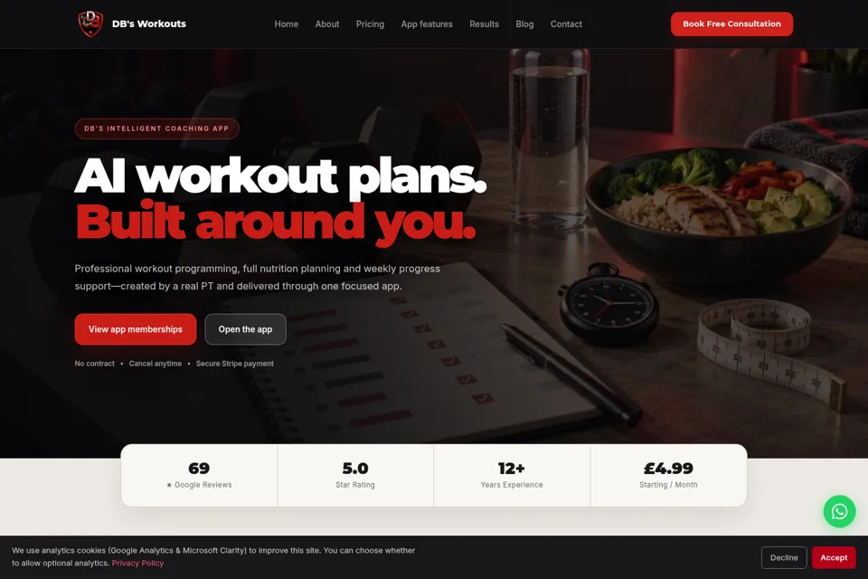 Aperçu de la landing page