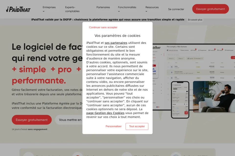 Aperçu de la landing page
