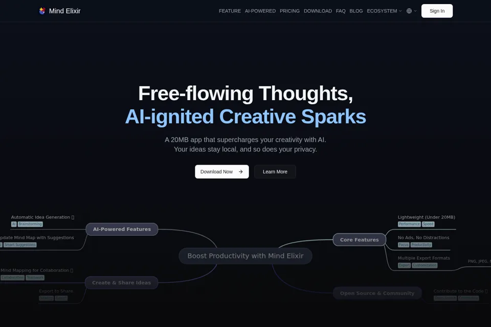Aperçu de la landing page
