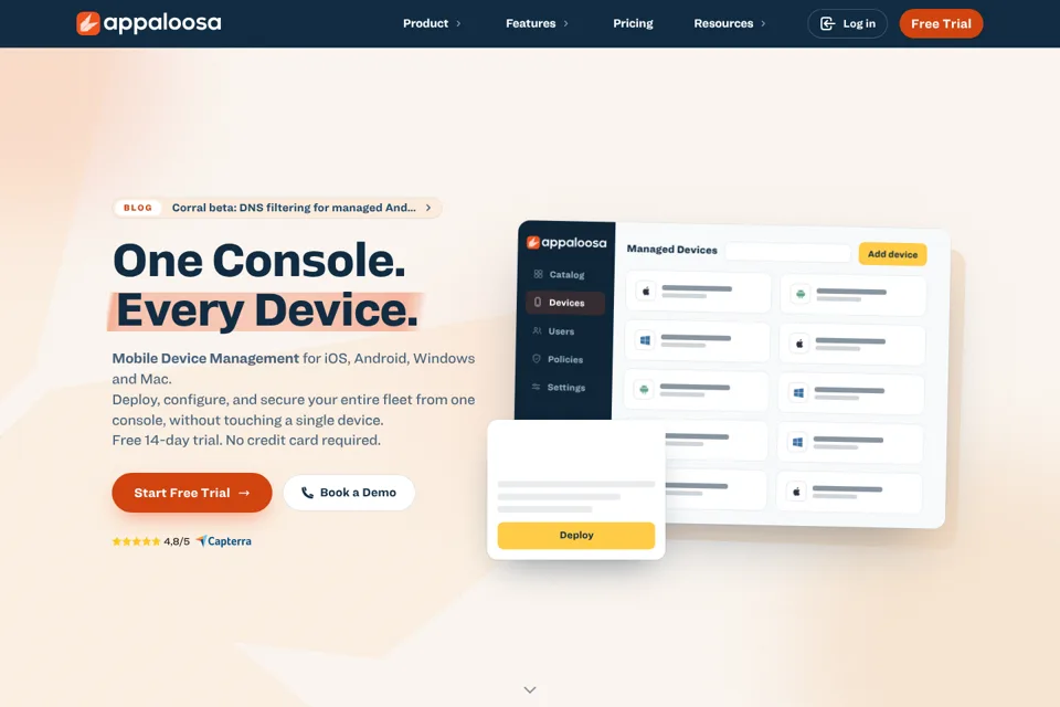 Aperçu de la landing page