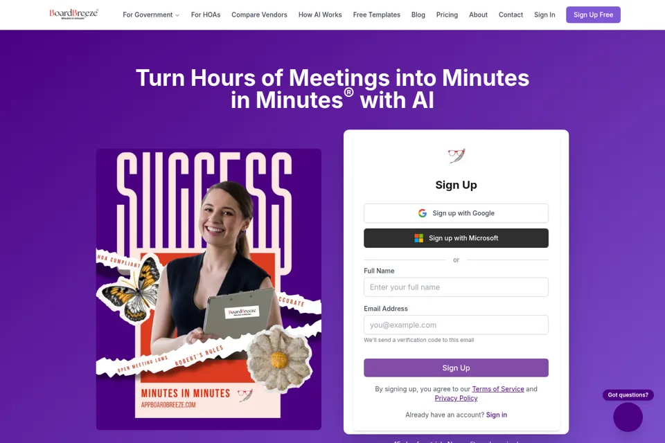 Aperçu de la landing page