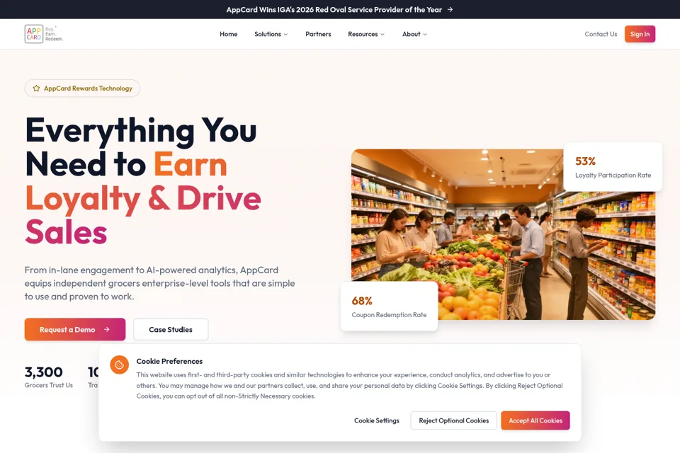 Aperçu de la landing page