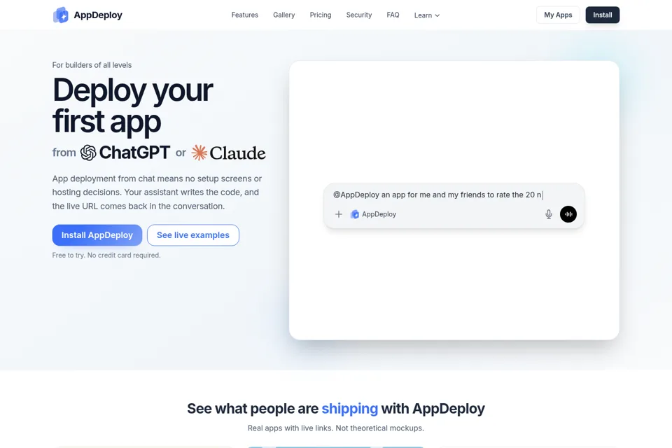 Aperçu de la landing page