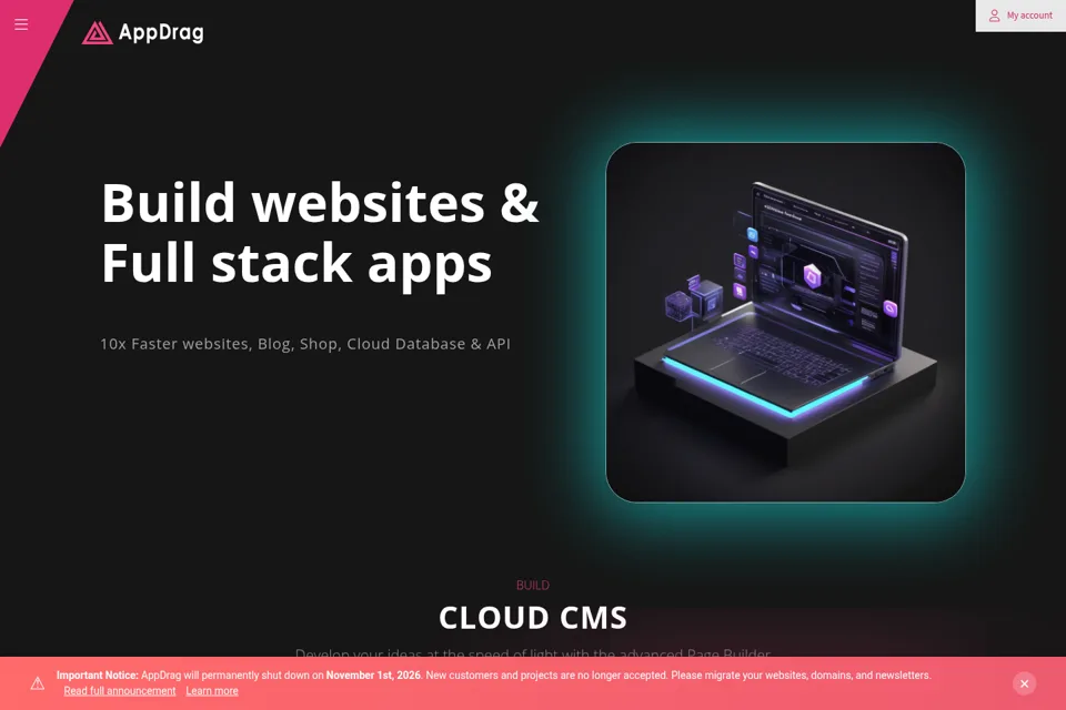 Aperçu de la landing page