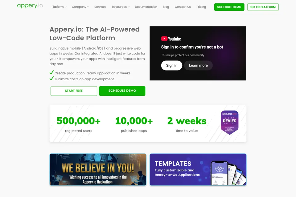Aperçu de la landing page