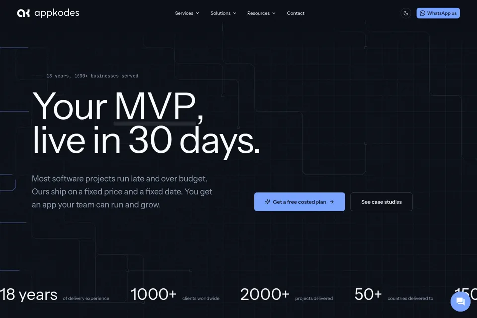 Aperçu de la landing page