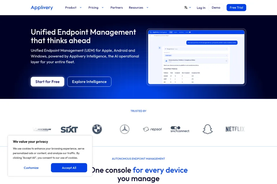 Aperçu de la landing page