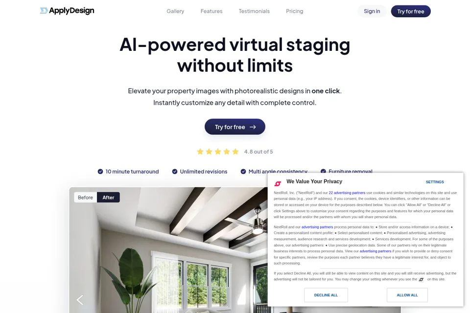 Aperçu de la landing page