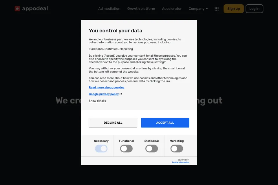 Aperçu de la landing page