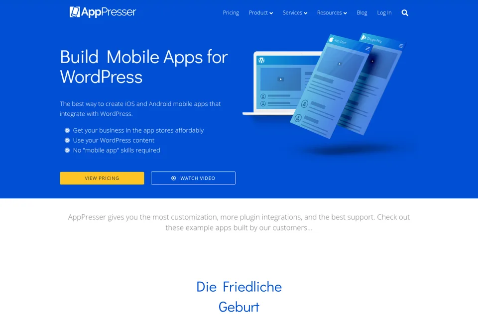 Aperçu de la landing page
