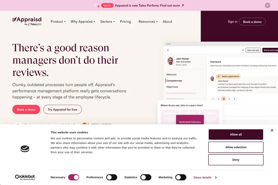 Aperçu de la landing page