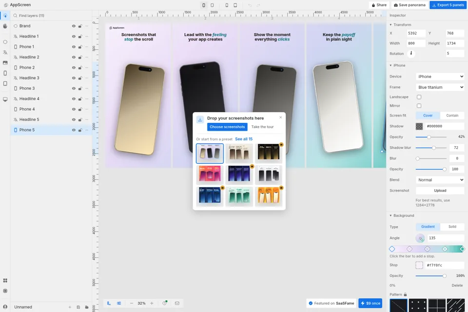 Landing page preview