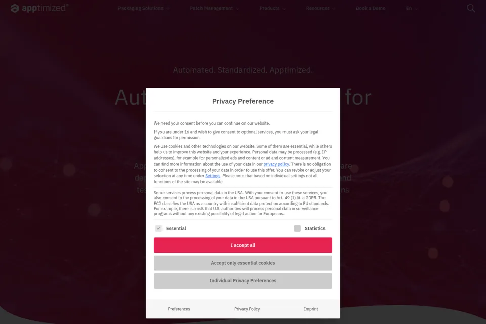 Aperçu de la landing page