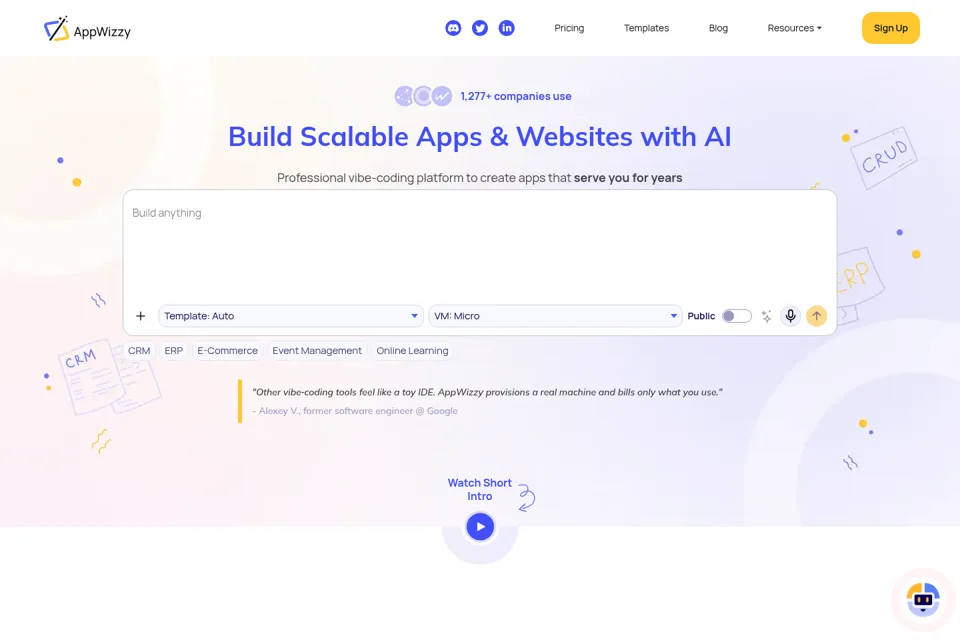 Aperçu de la landing page