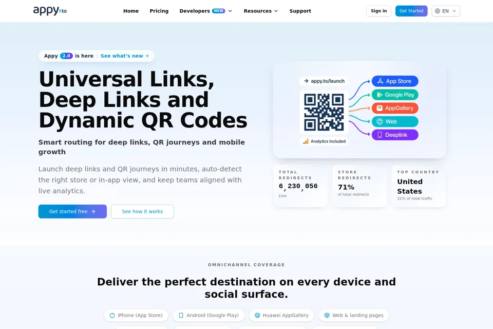 Aperçu de la landing page
