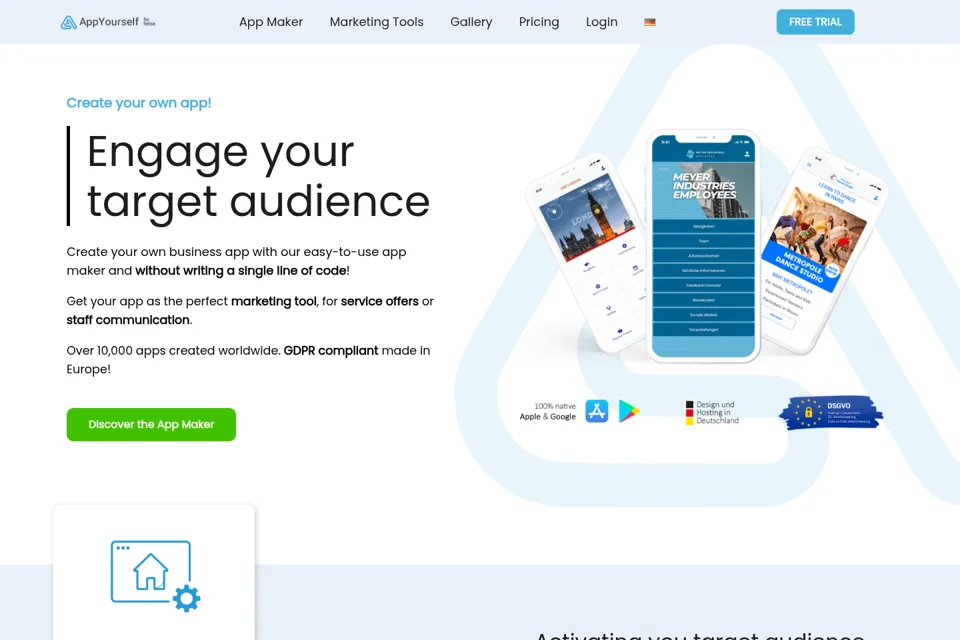 Aperçu de la landing page