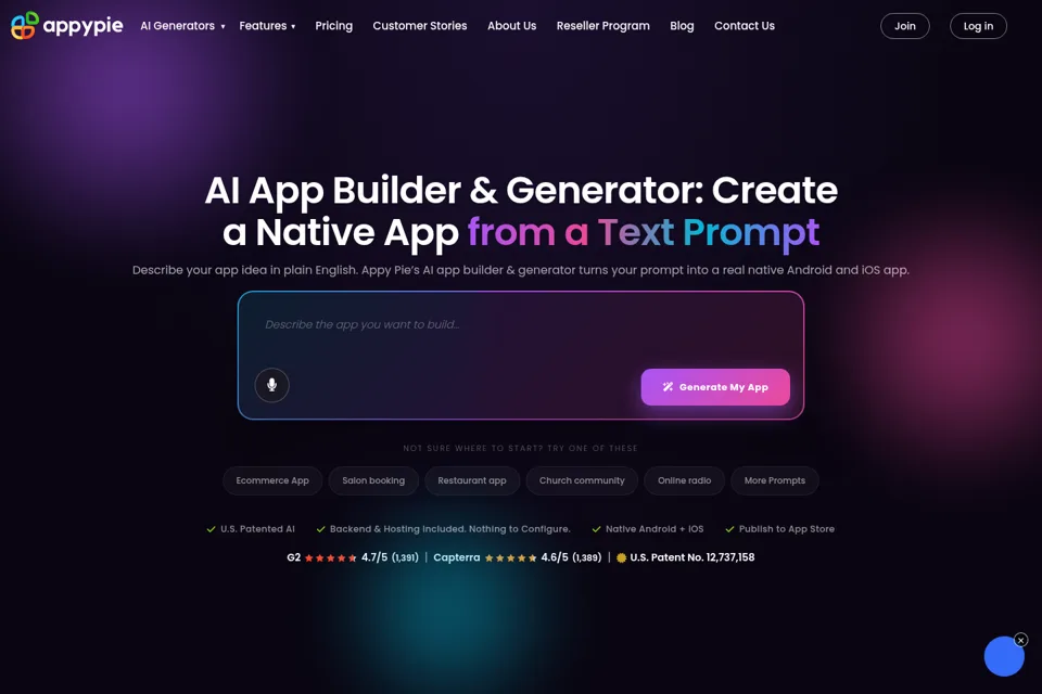 Aperçu de la landing page