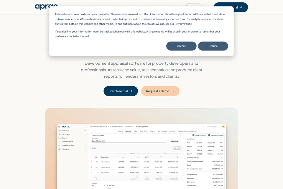 Aperçu de la landing page