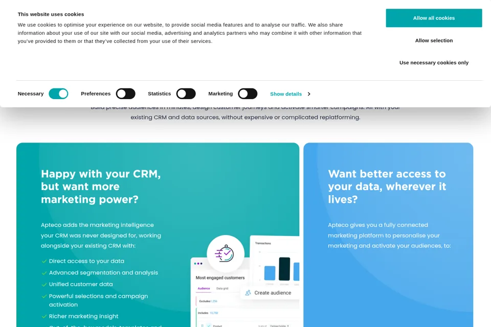 Aperçu de la landing page