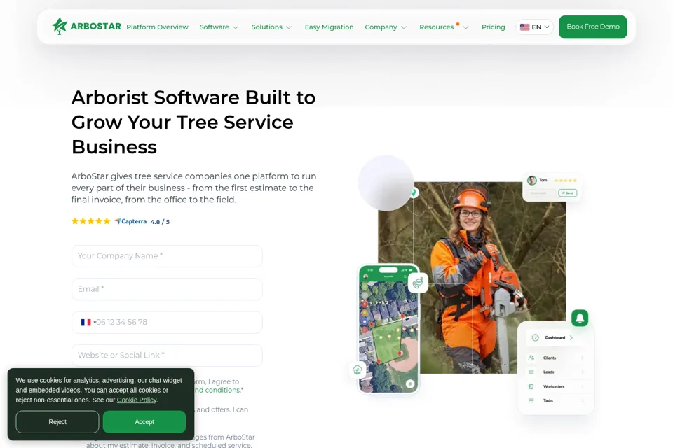 Aperçu de la landing page