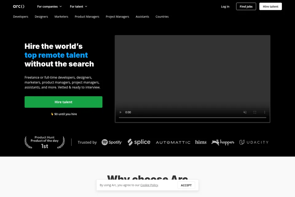 Aperçu de la landing page