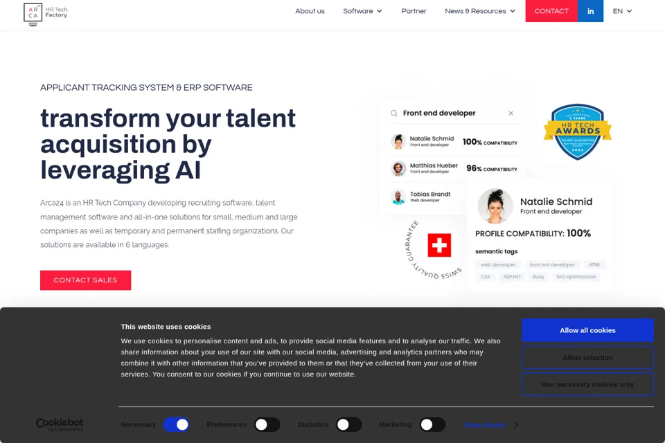 Aperçu de la landing page