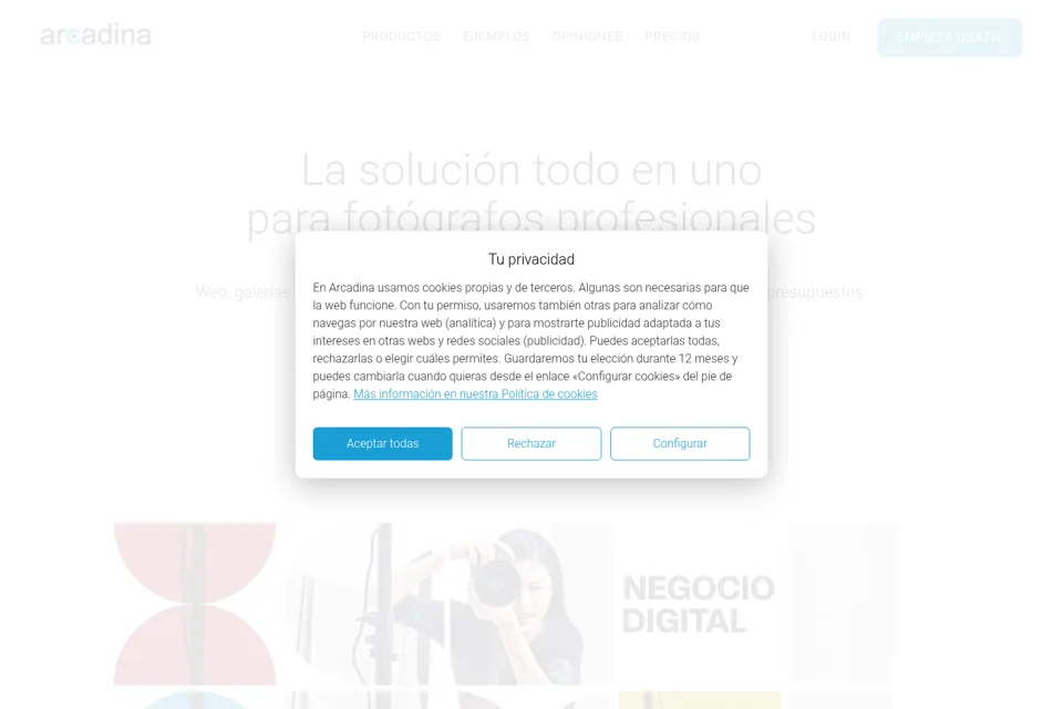 Aperçu de la landing page