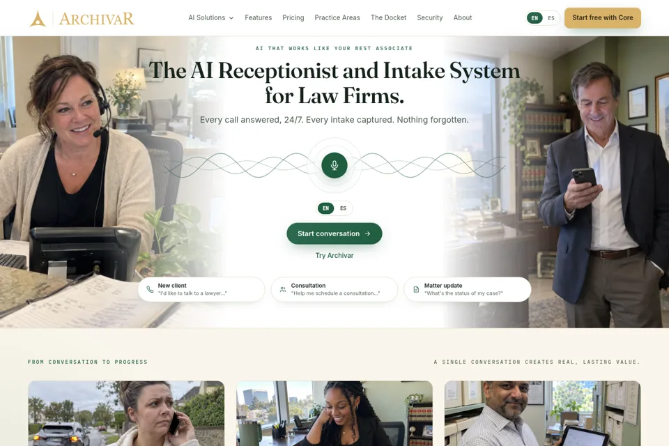 Aperçu de la landing page