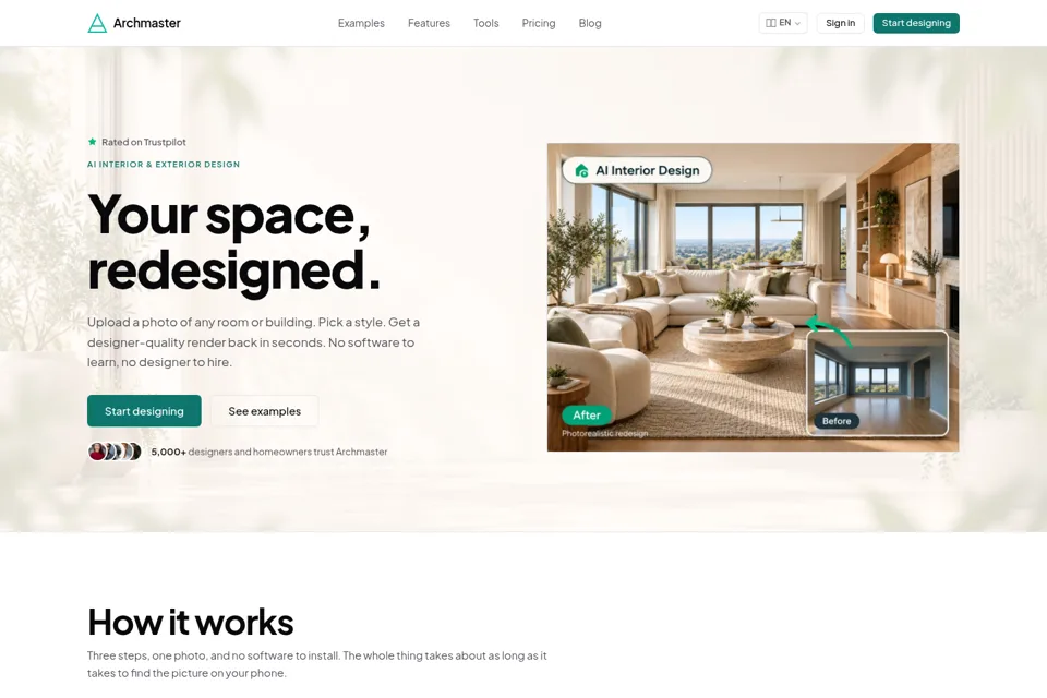 Aperçu de la landing page