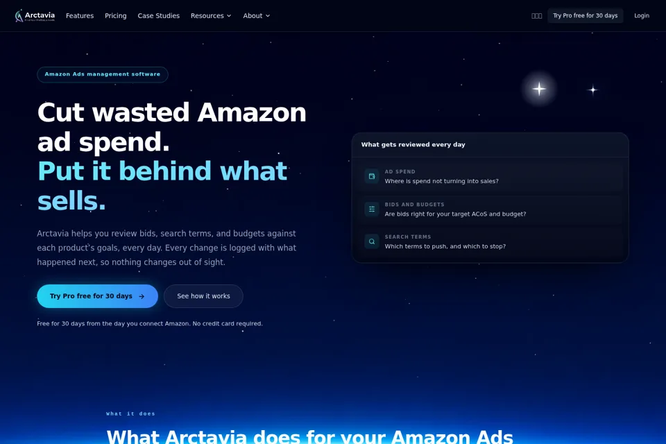 Aperçu de la landing page