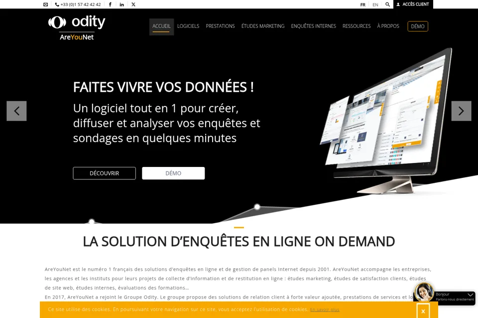 Aperçu de la landing page