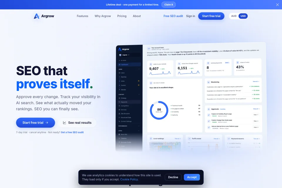 Aperçu de la landing page