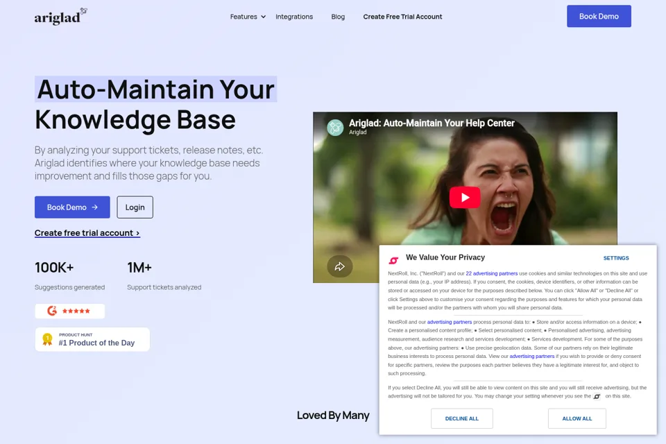 Aperçu de la landing page