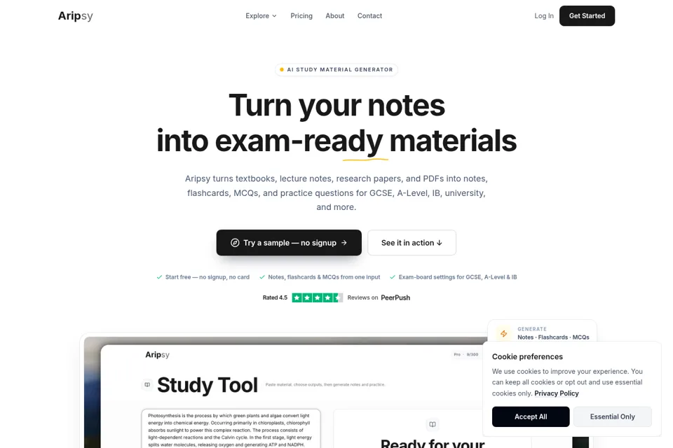 Aperçu de la landing page