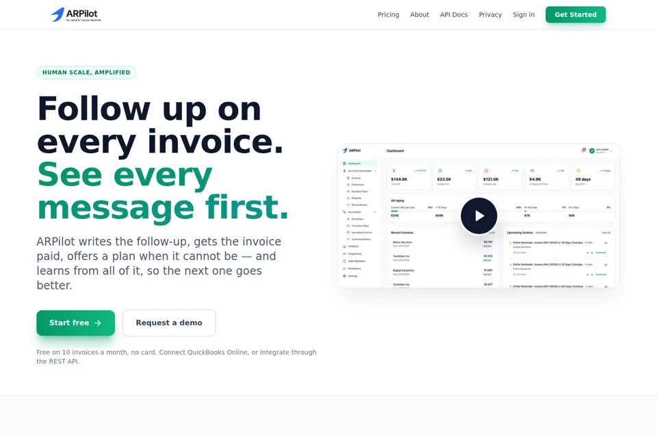 Aperçu de la landing page