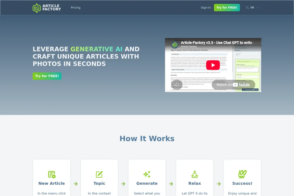 Aperçu de la landing page