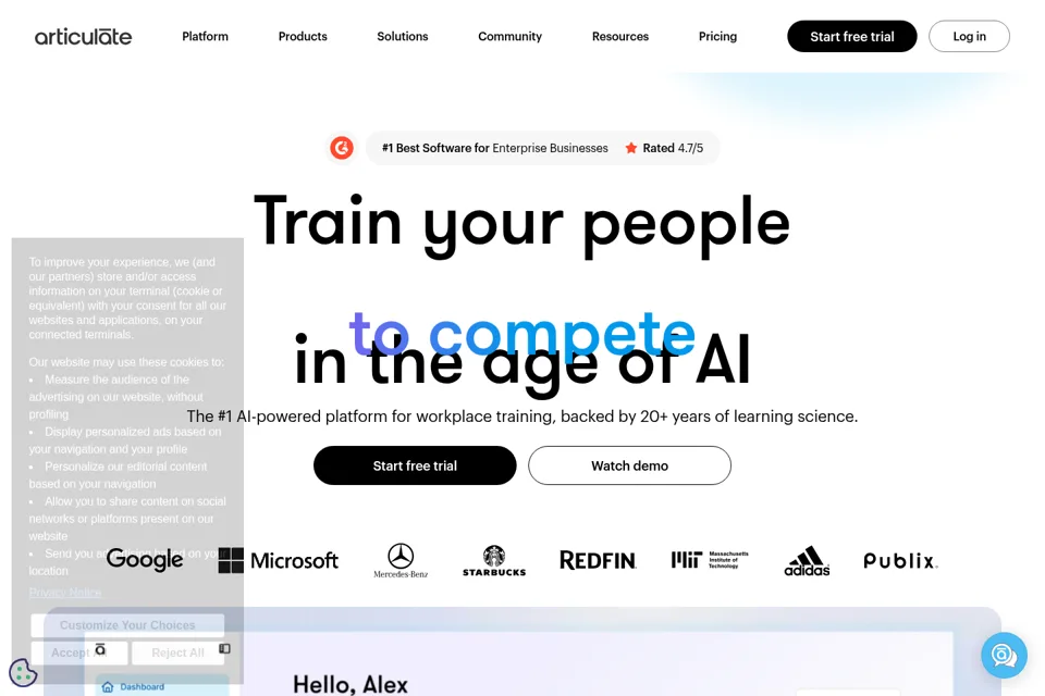 Aperçu de la landing page