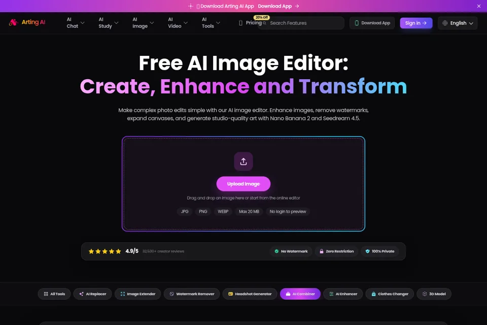 Aperçu de la landing page