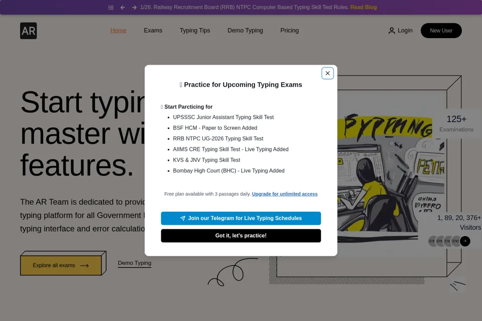 Aperçu de la landing page