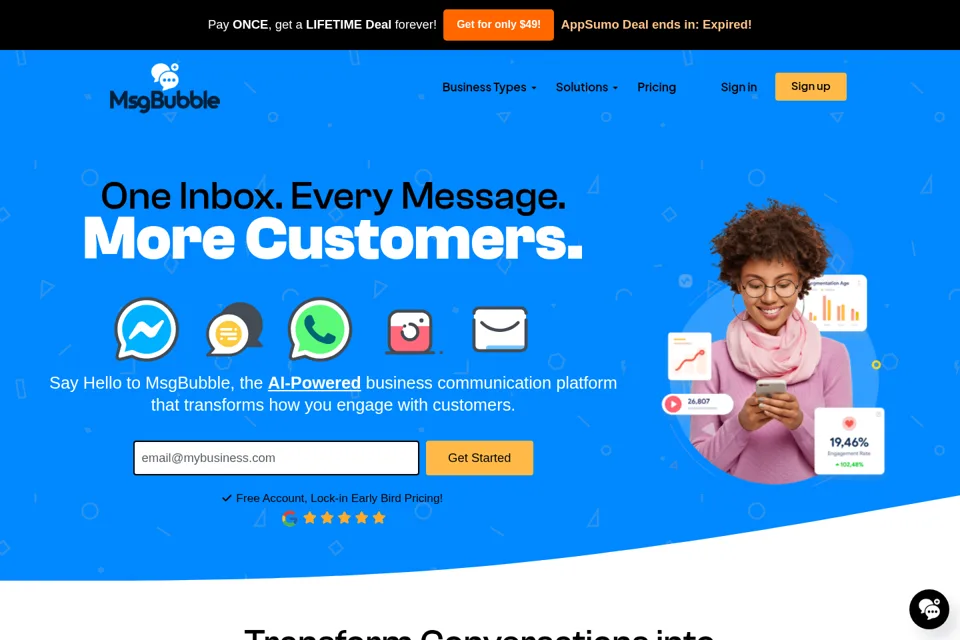 Aperçu de la landing page