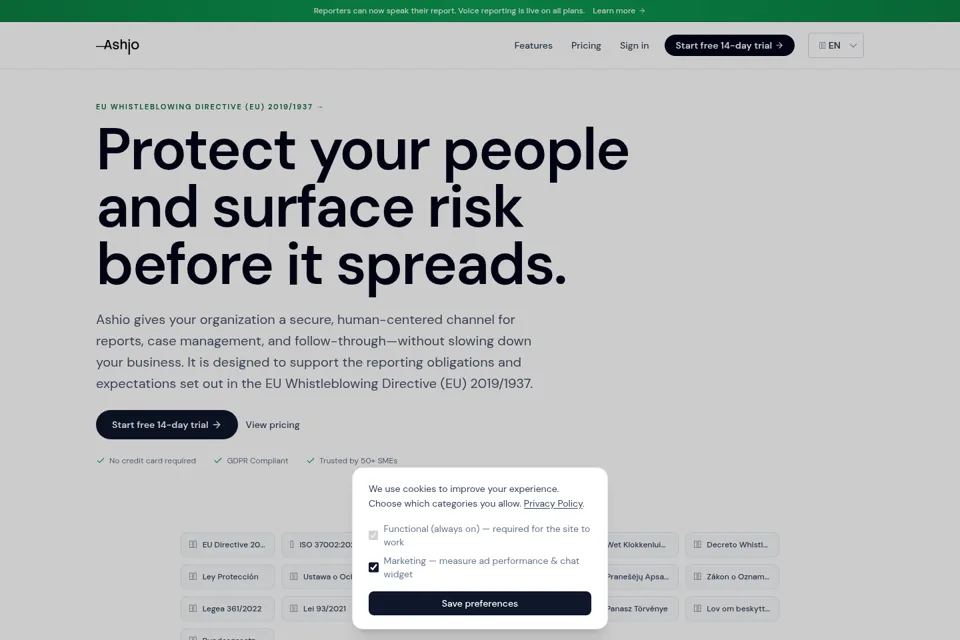 Aperçu de la landing page