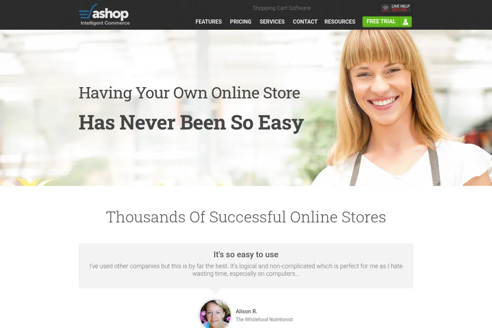 Aperçu de la landing page