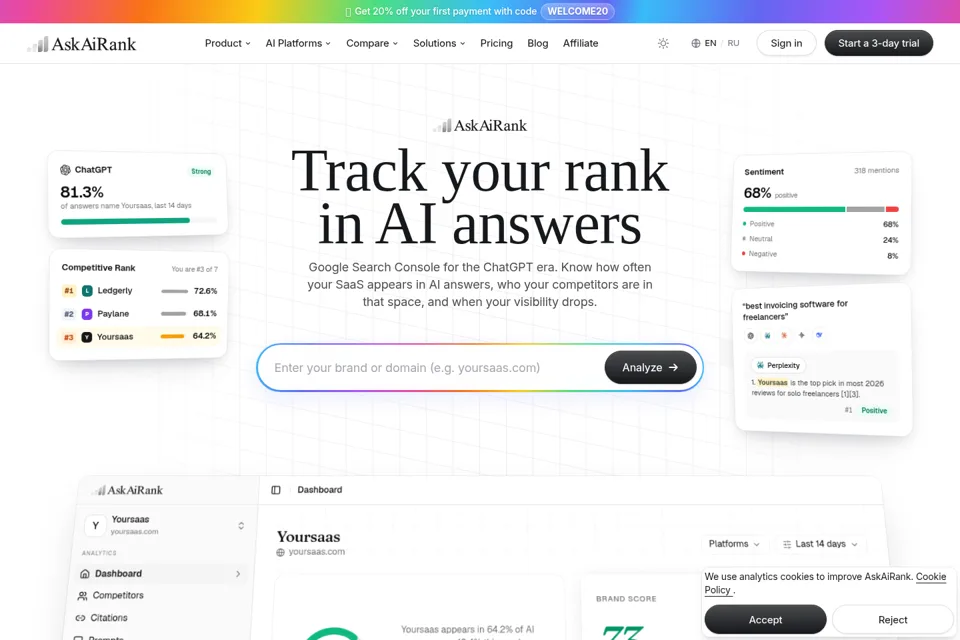 Aperçu de la landing page