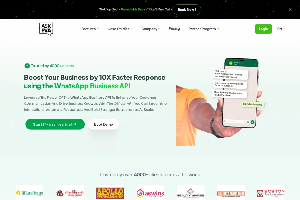 Aperçu de la landing page