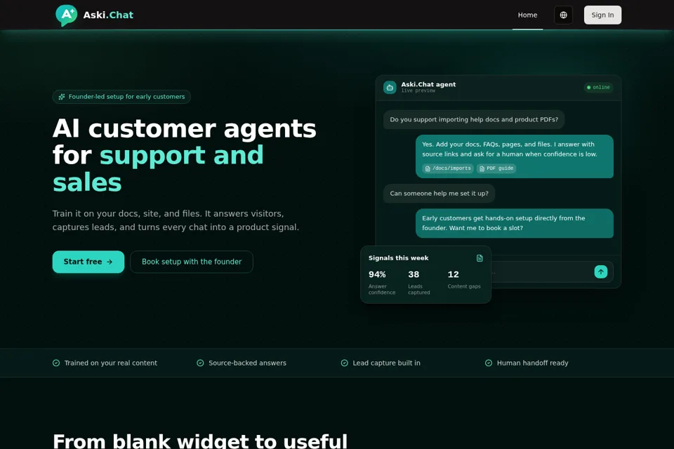 Aperçu de la landing page